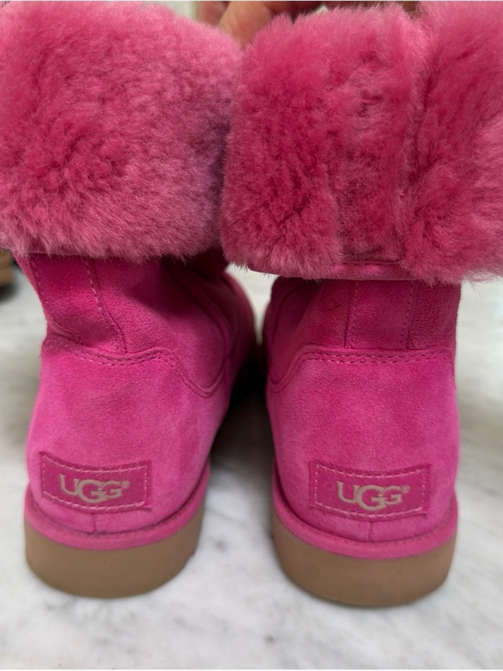 UGG Women’s Hot Pink Suede Shearling Cuff Boots NWOT
